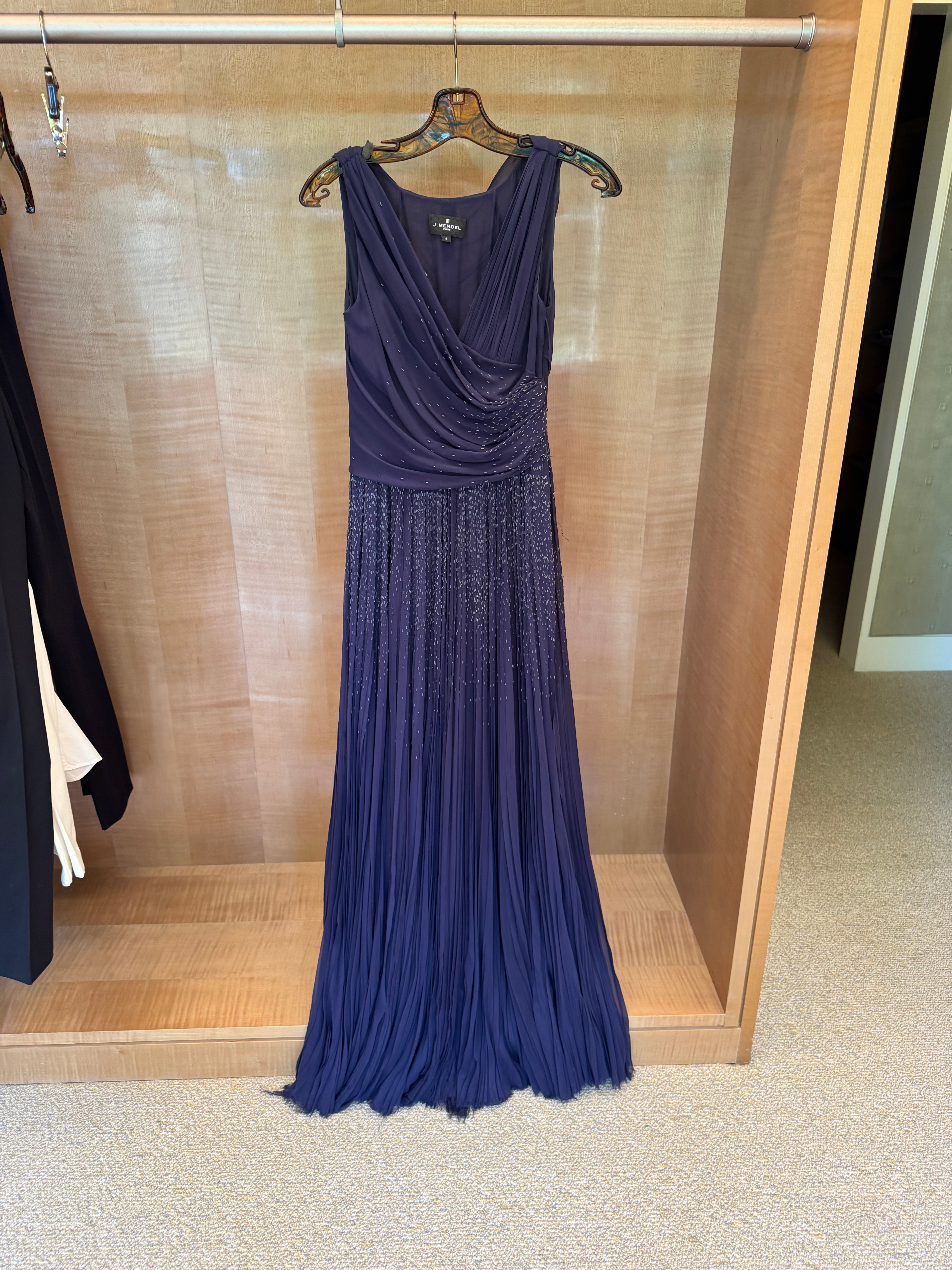 Navy Blue Beaded Gown