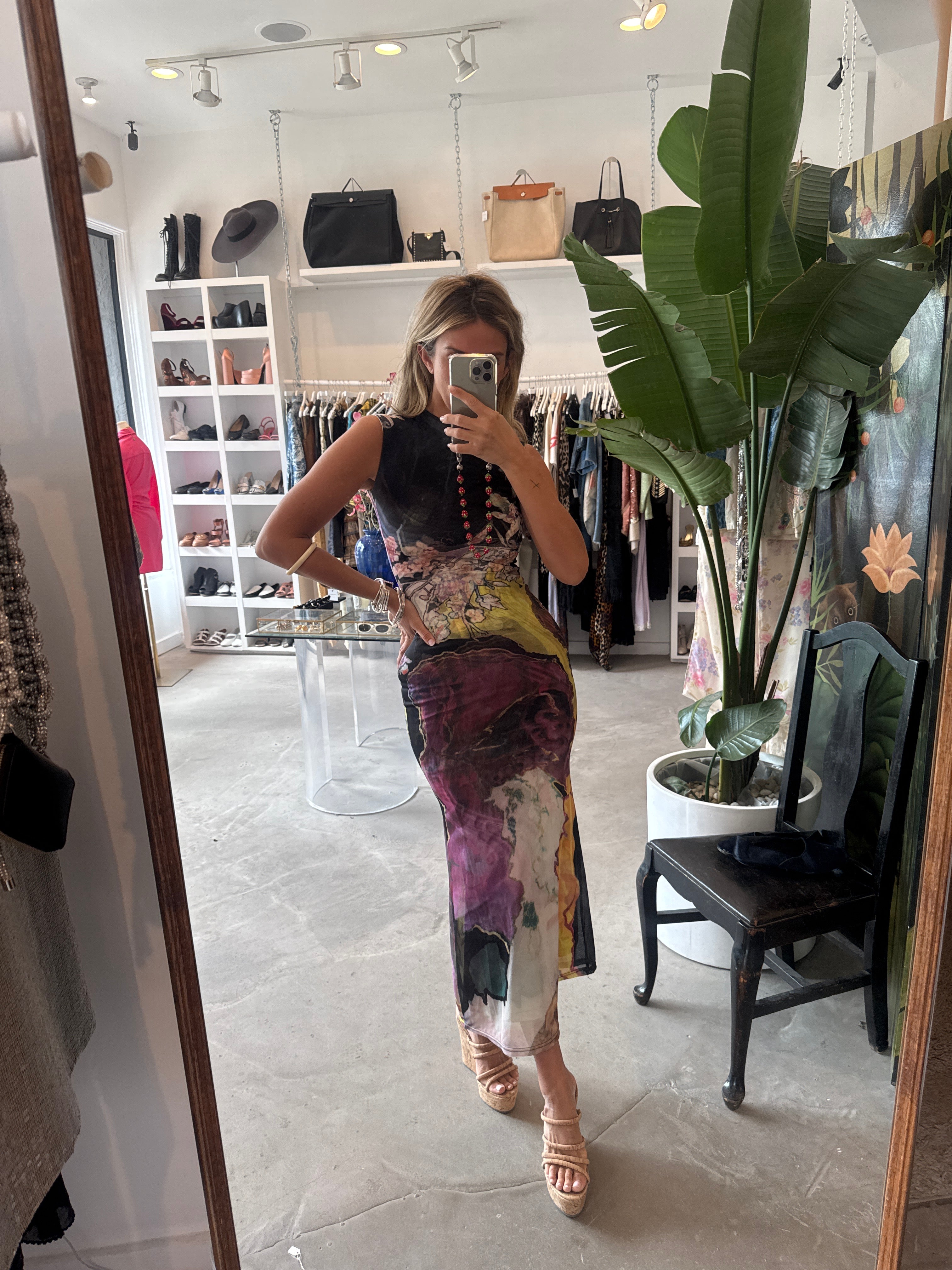 Floral Oriental Body con dress