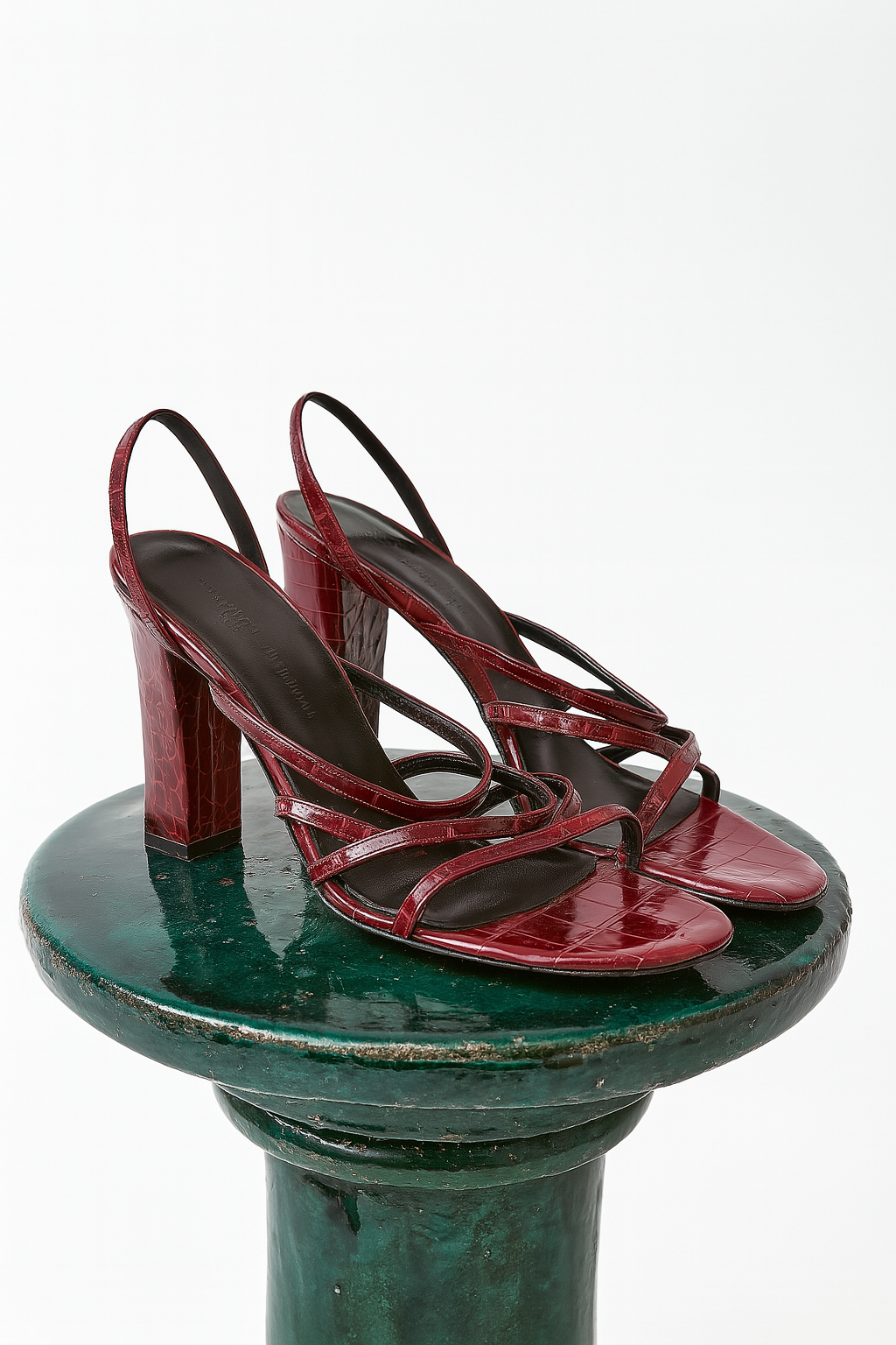 Crocodile Red Strappy Heels (37.5)