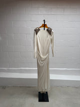 White Gown with Embellished Crystal Shoulders