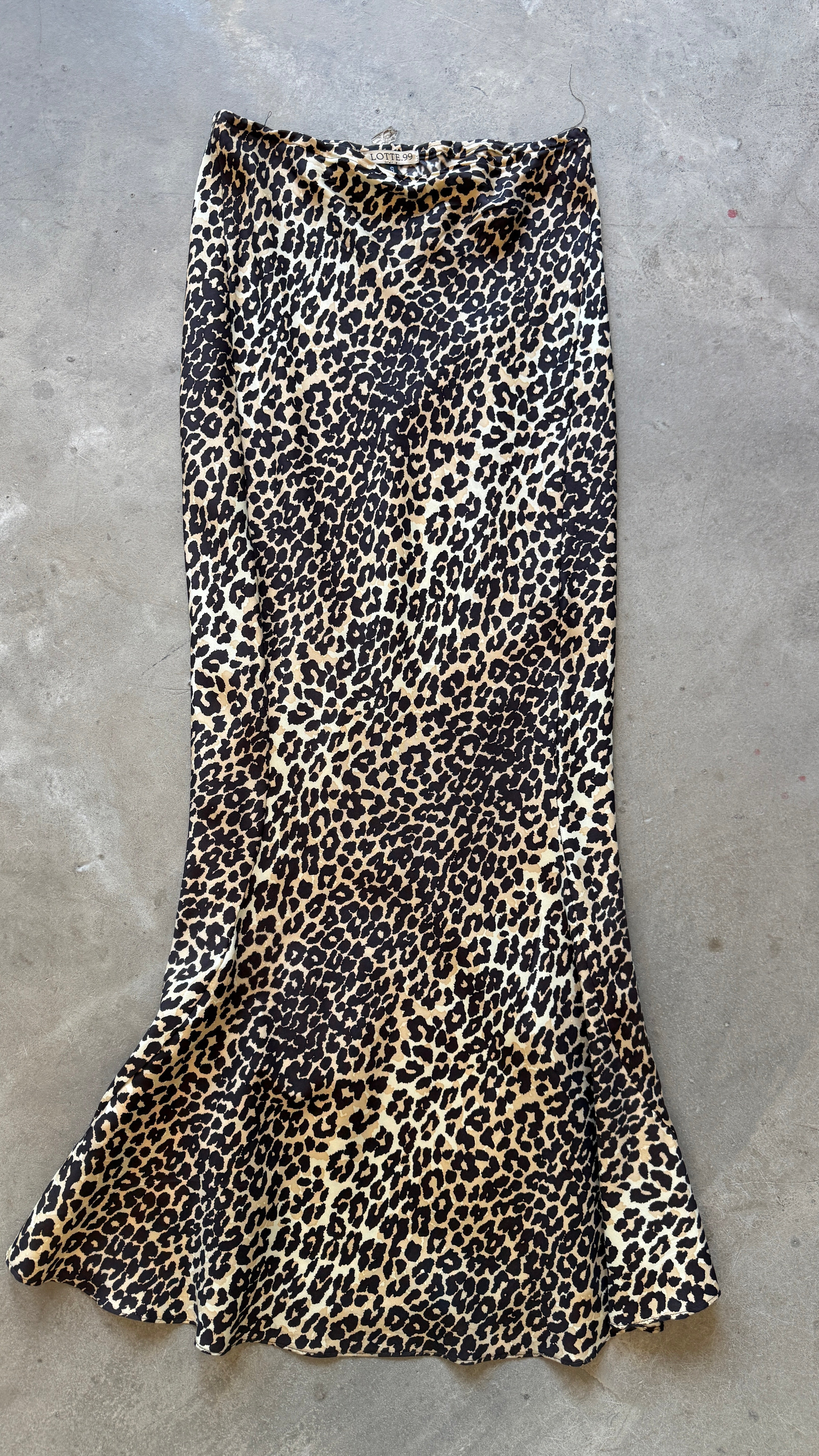 Leopard Silk Long Skirt