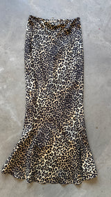 Leopard Silk Long Skirt