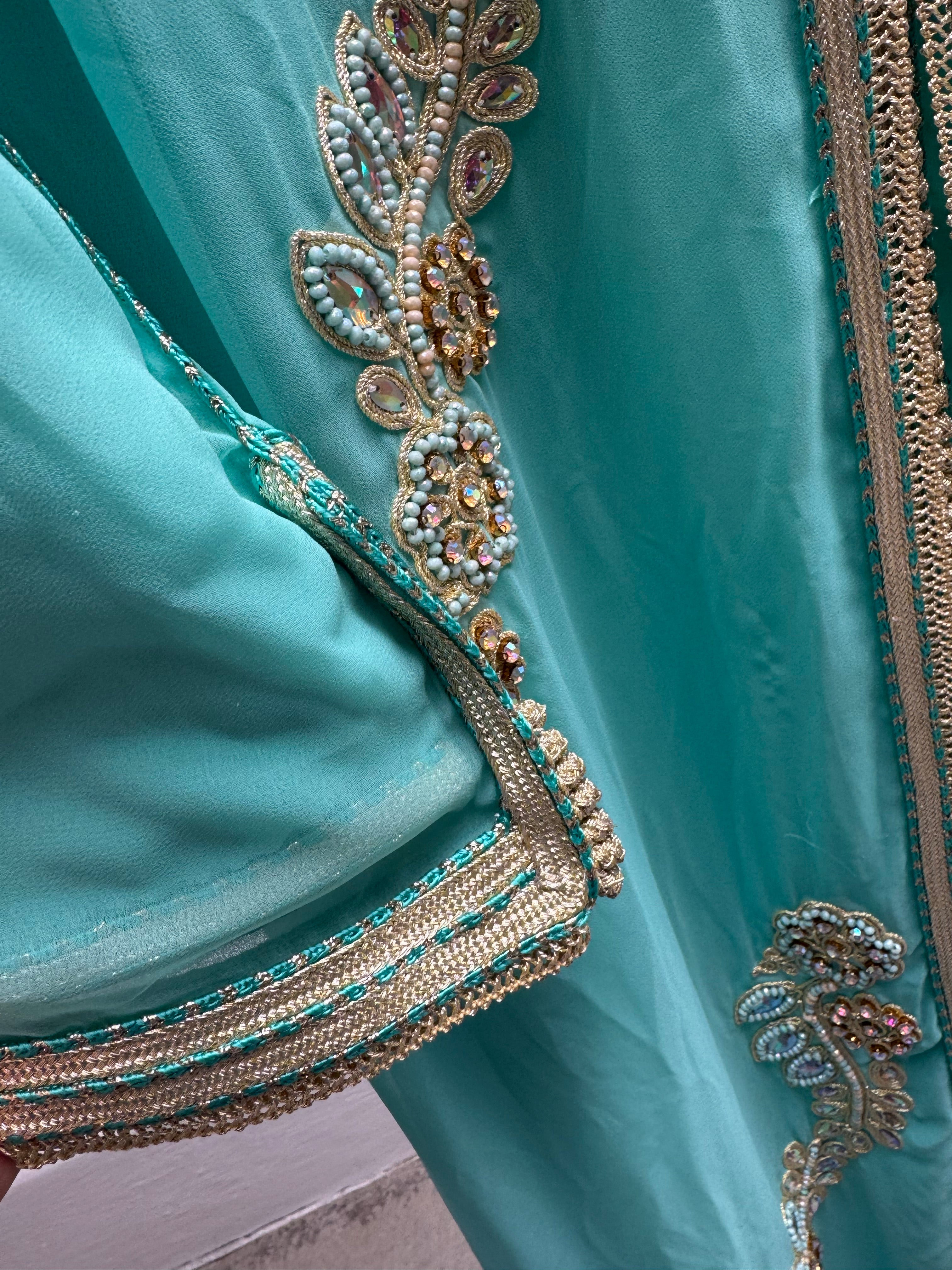 Djellaba in aqua blue