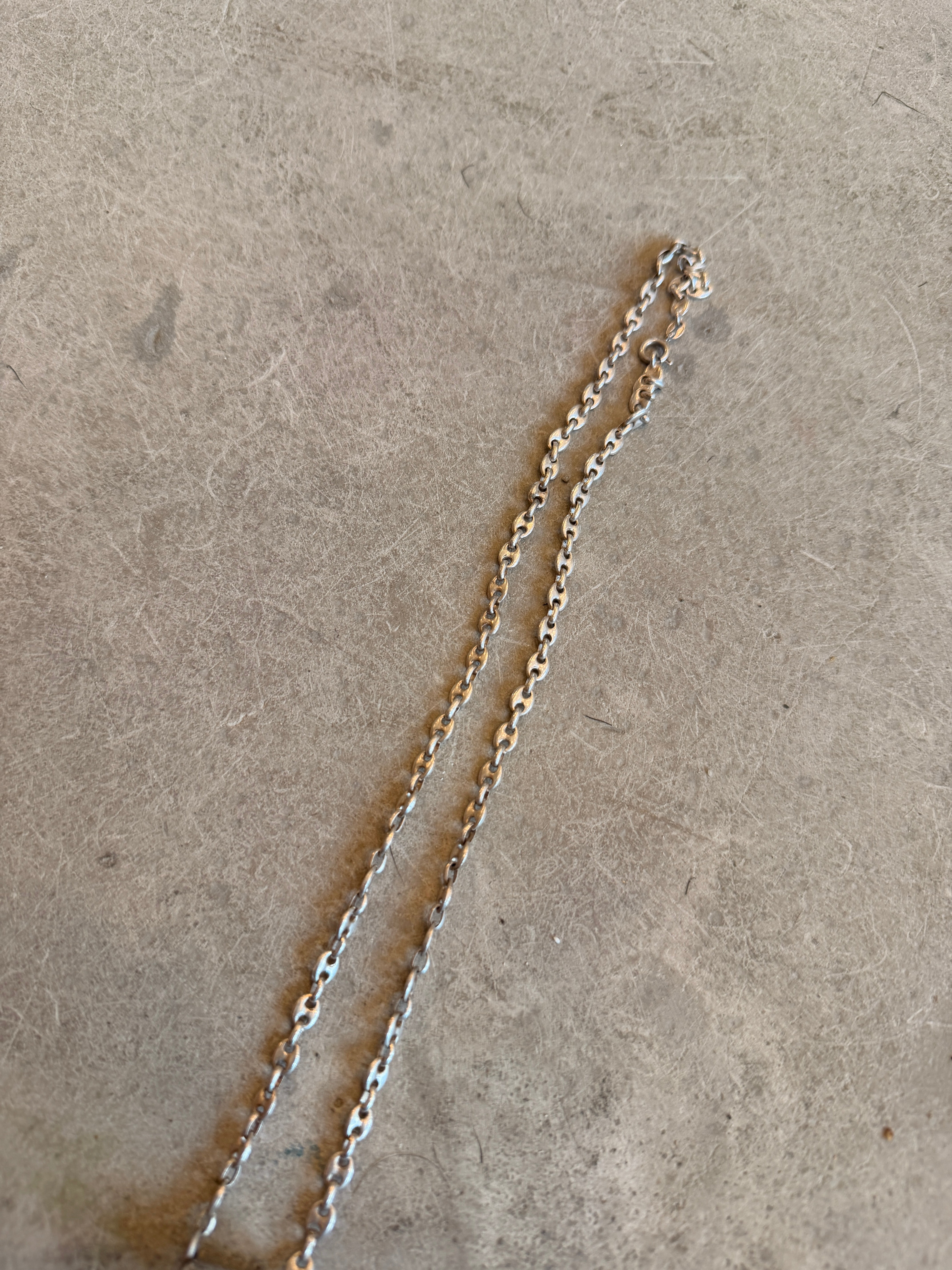 Double Circle Pendant with Black Onyx on Oval Link Chain
