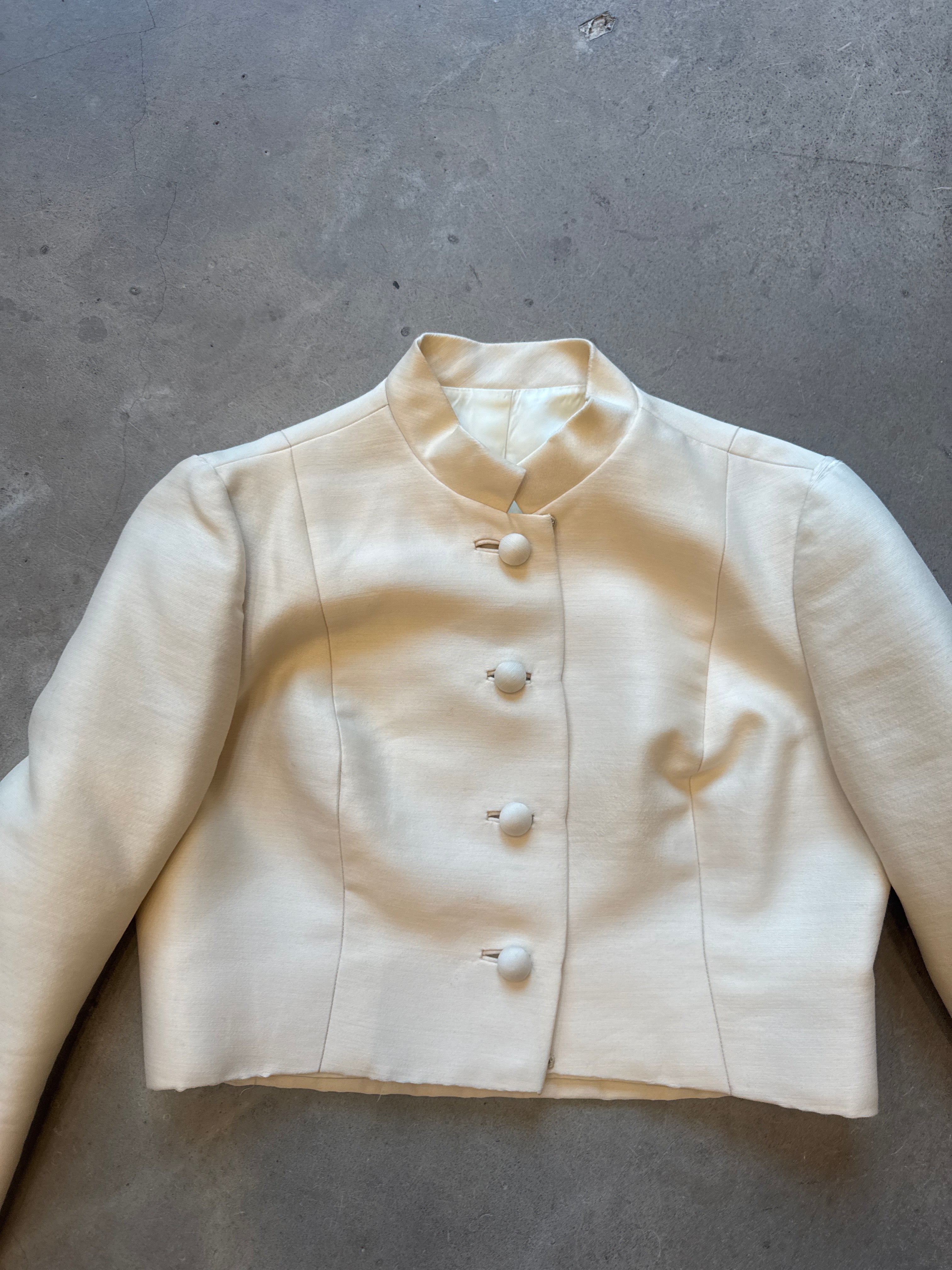 Cream Silk Cropped Jacket