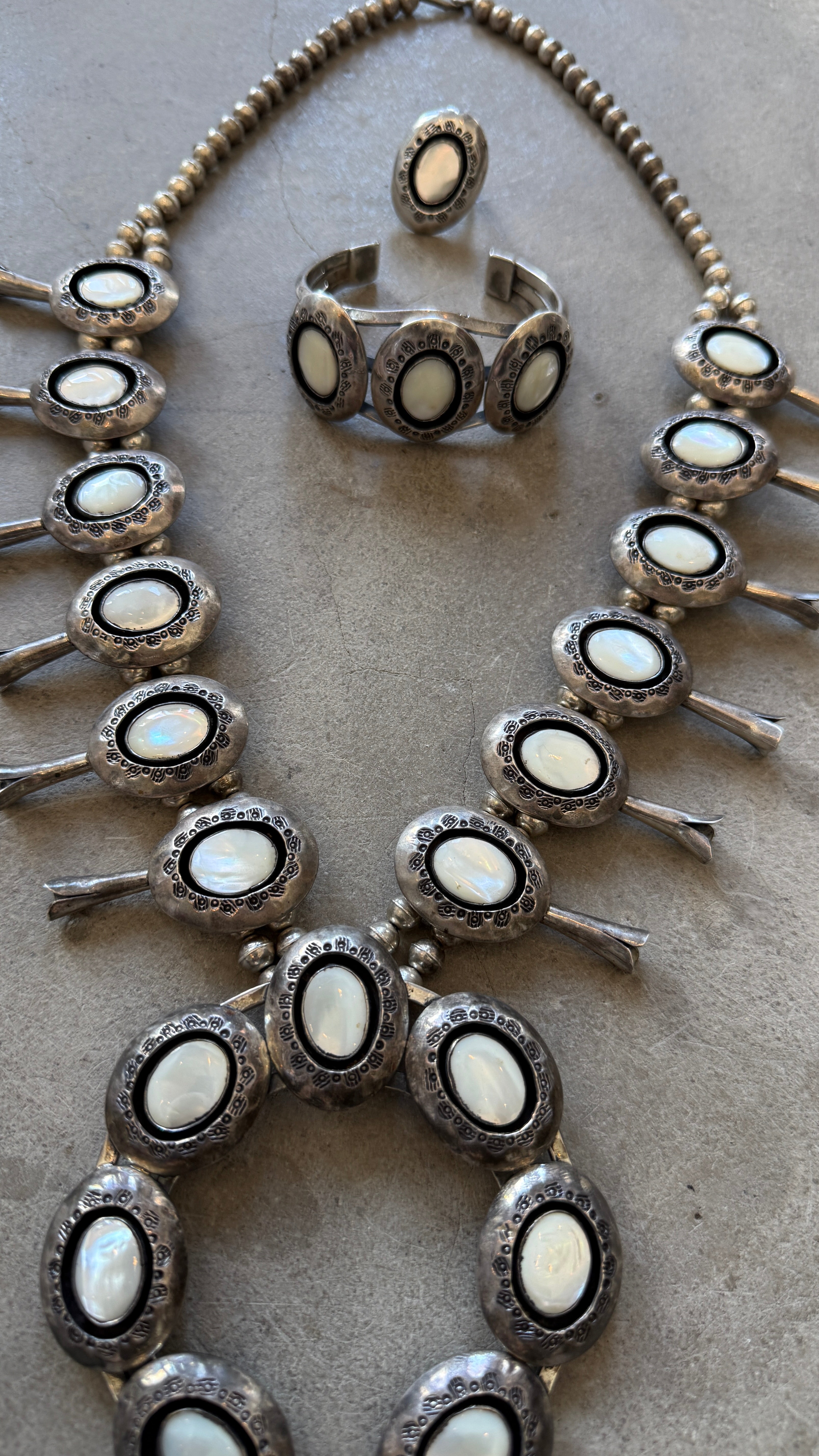 ’70s Mother of Pearl Squash Blossom Set