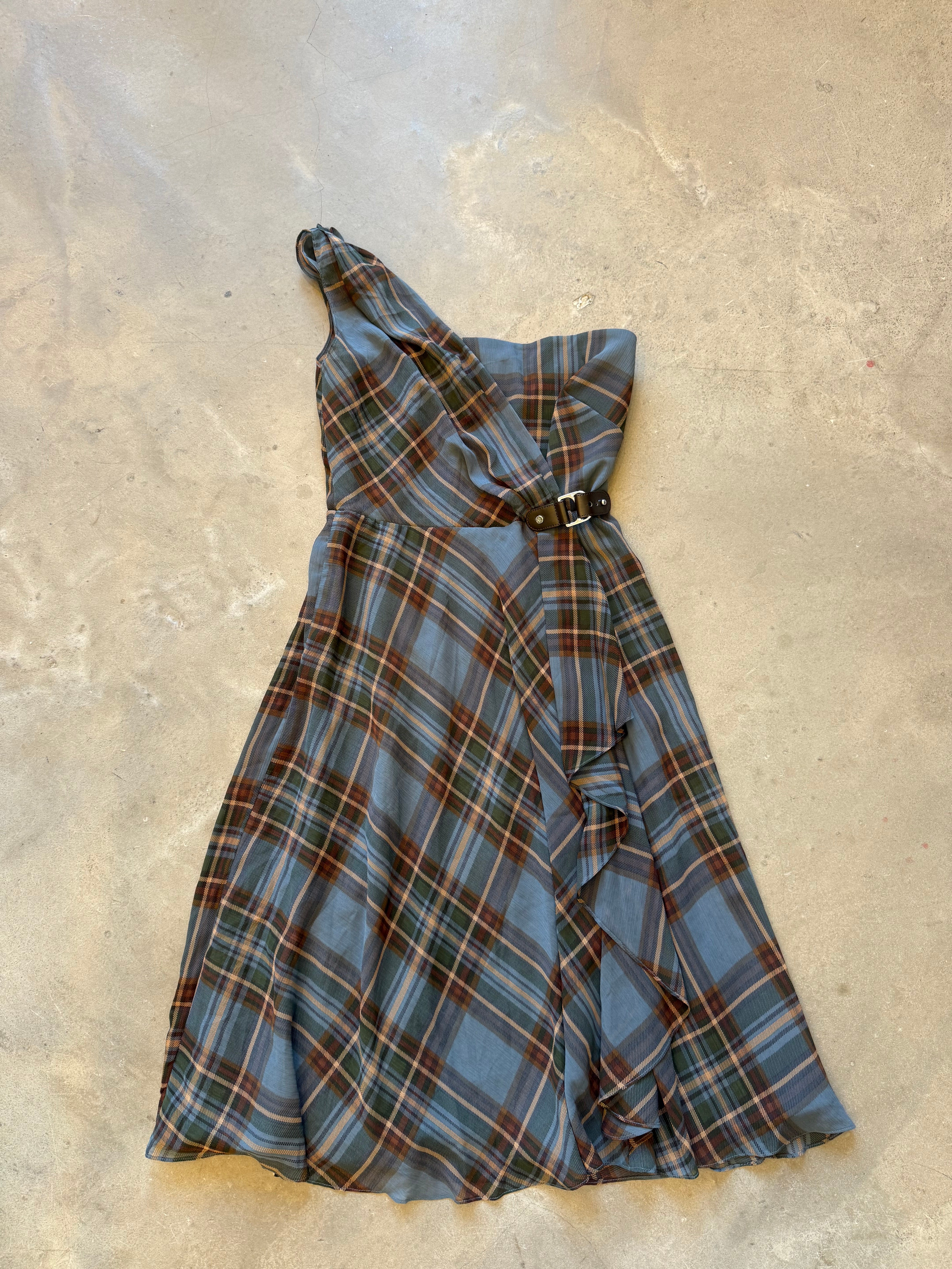One Strap Plaid Dress
