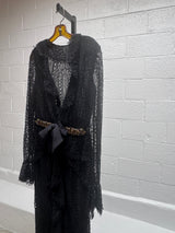 Lace Dress with Fluted Front and Beaded Waist