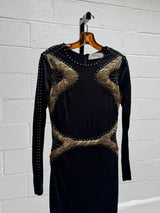 Black gown with Gold Beaded Detailing