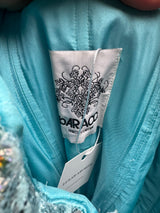 Blue Beaded Corseted Gown with Scarf