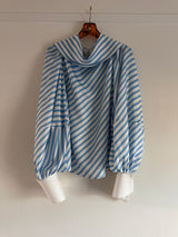 Blue and White Stripe Silk Blouse