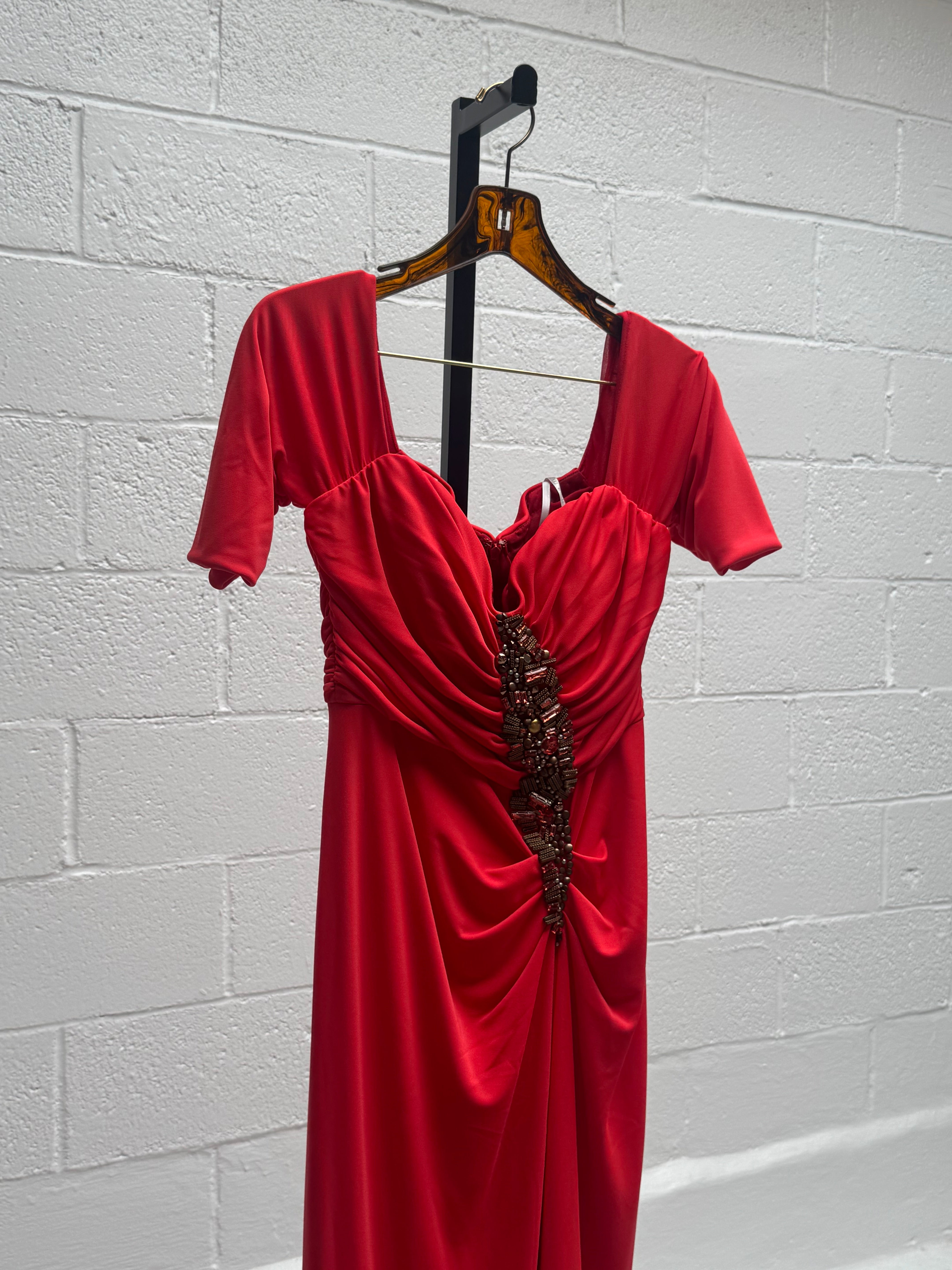 Red Dress with Beaded Rouched Front worn on the cover of her album Ejaz