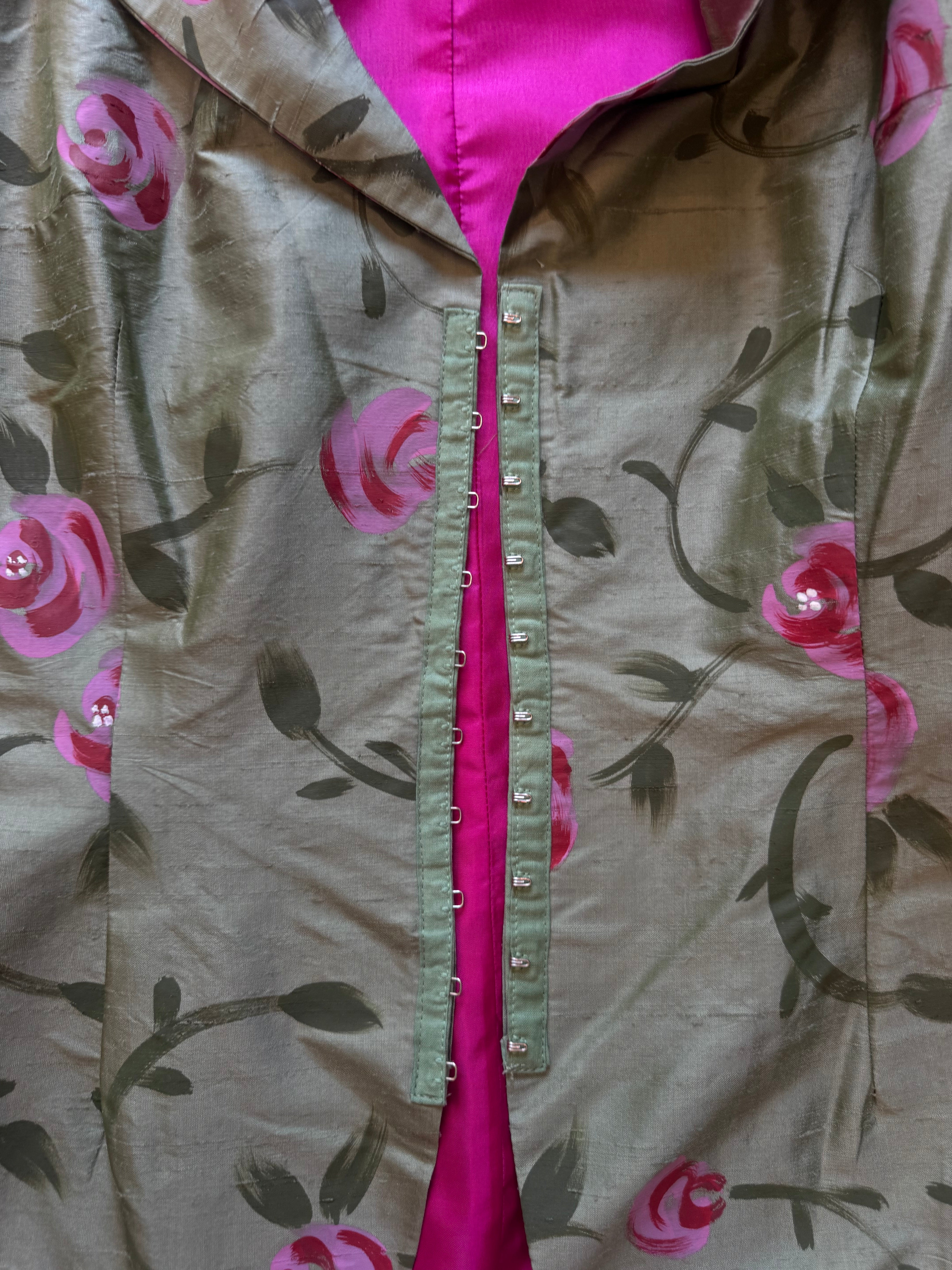 Rose Painted Vintage Silk Jacket