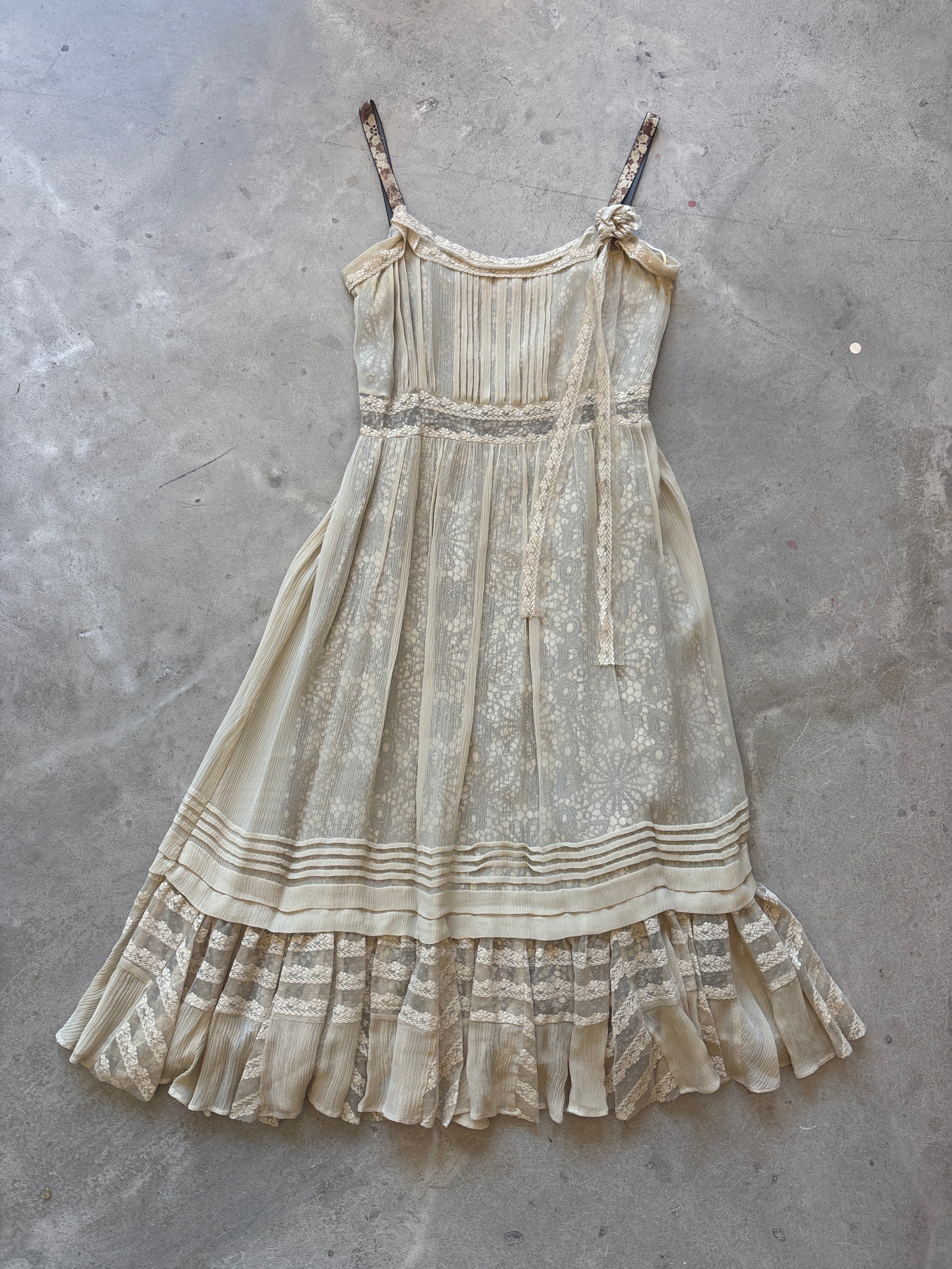 Tocca 90s Chiffon Nude Dress