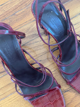 Crocodile Red Strappy Heels (37.5)