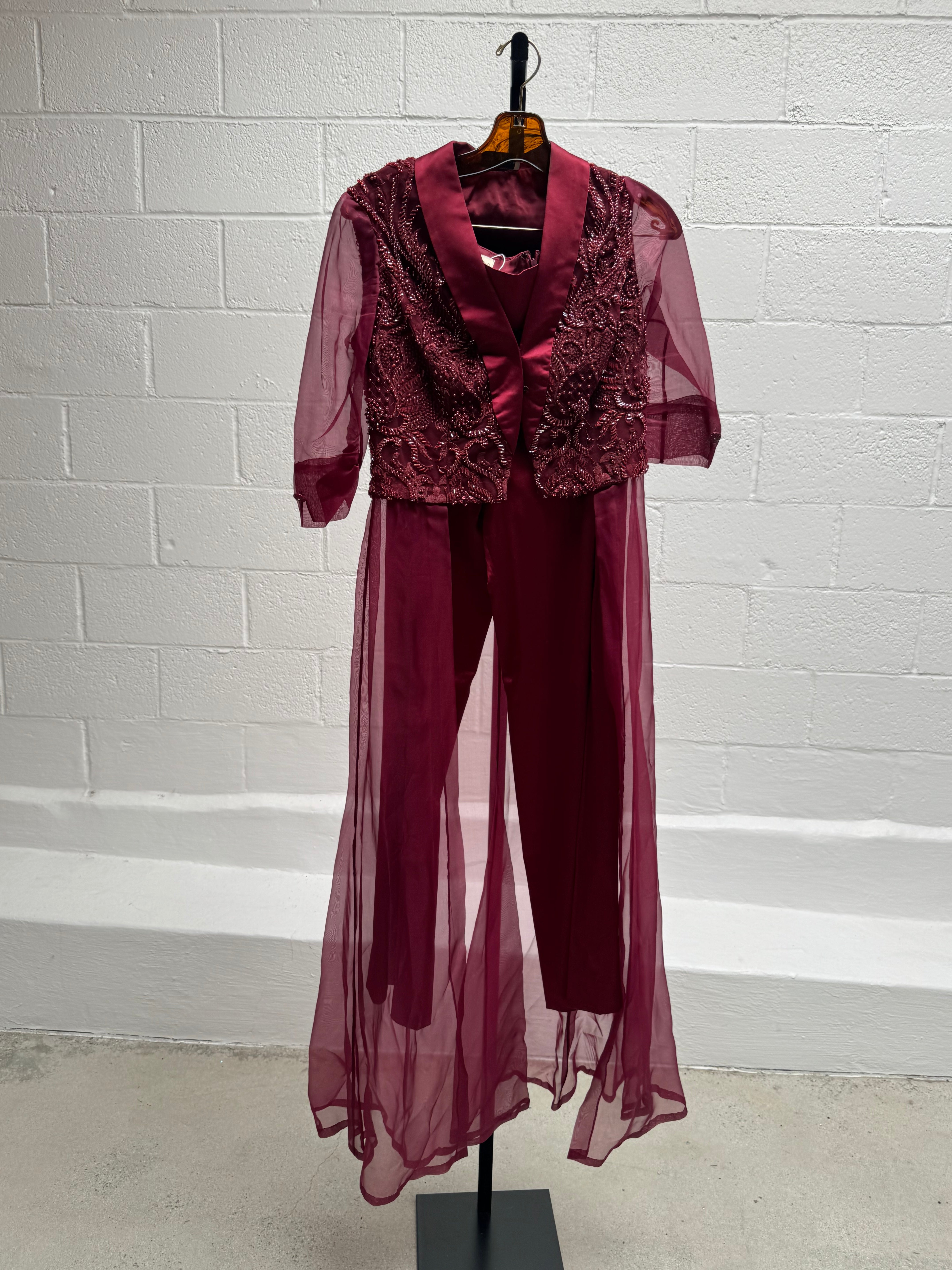 Burgundy Beaded Suit Set