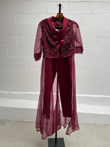Burgundy Beaded Suit Set