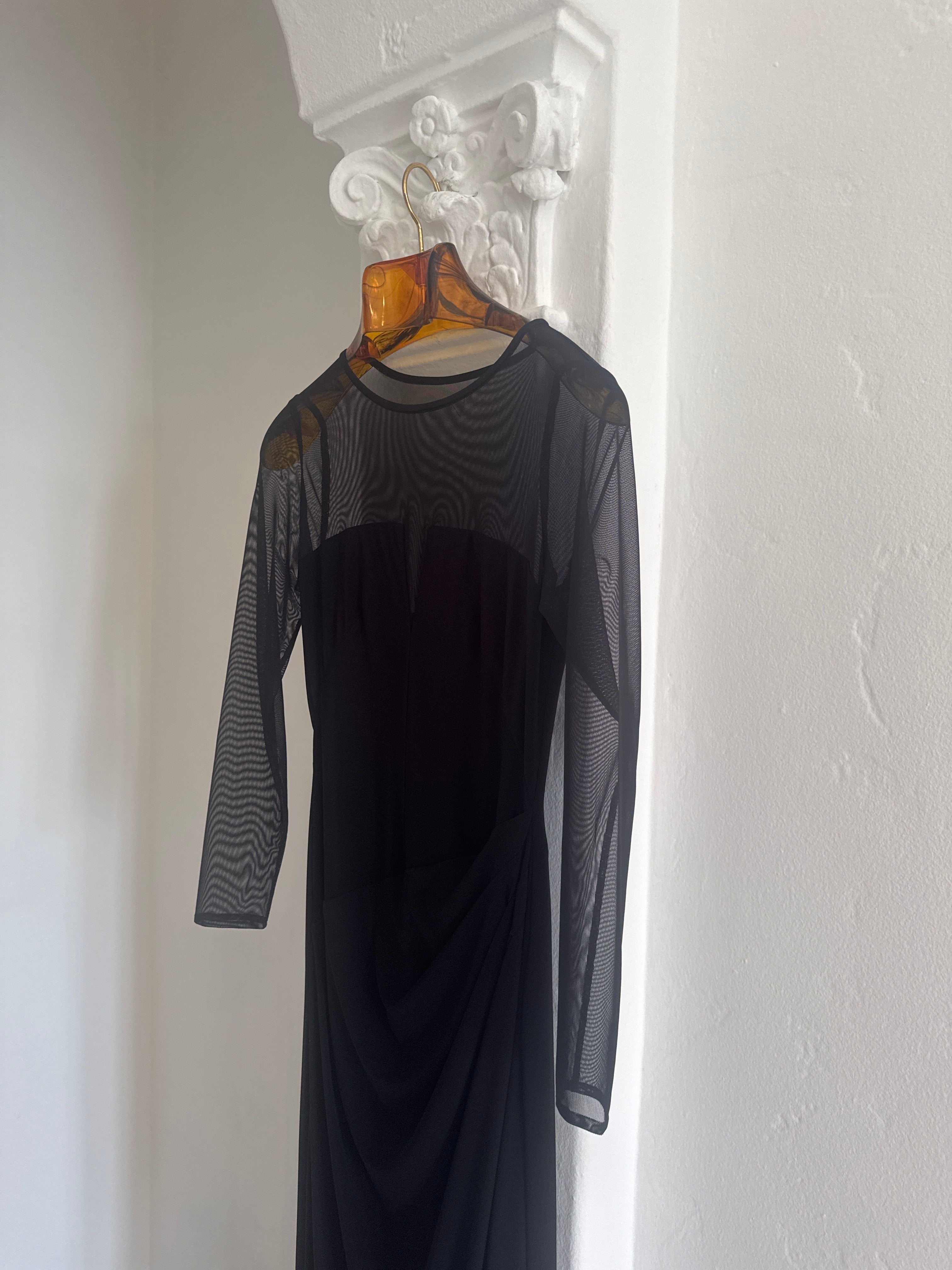 Black Mesh and body Con evening Dress
