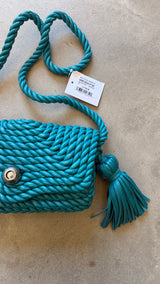 Leather Woven Tassel Bag