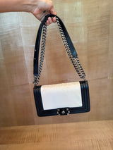 Boy Bag Two-Tone Leather with Ruthenium Hardware