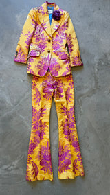 Floral Jacquard Pink & Yellow Suit Fall 2017