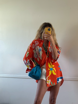 Orange Shirt with Flowers