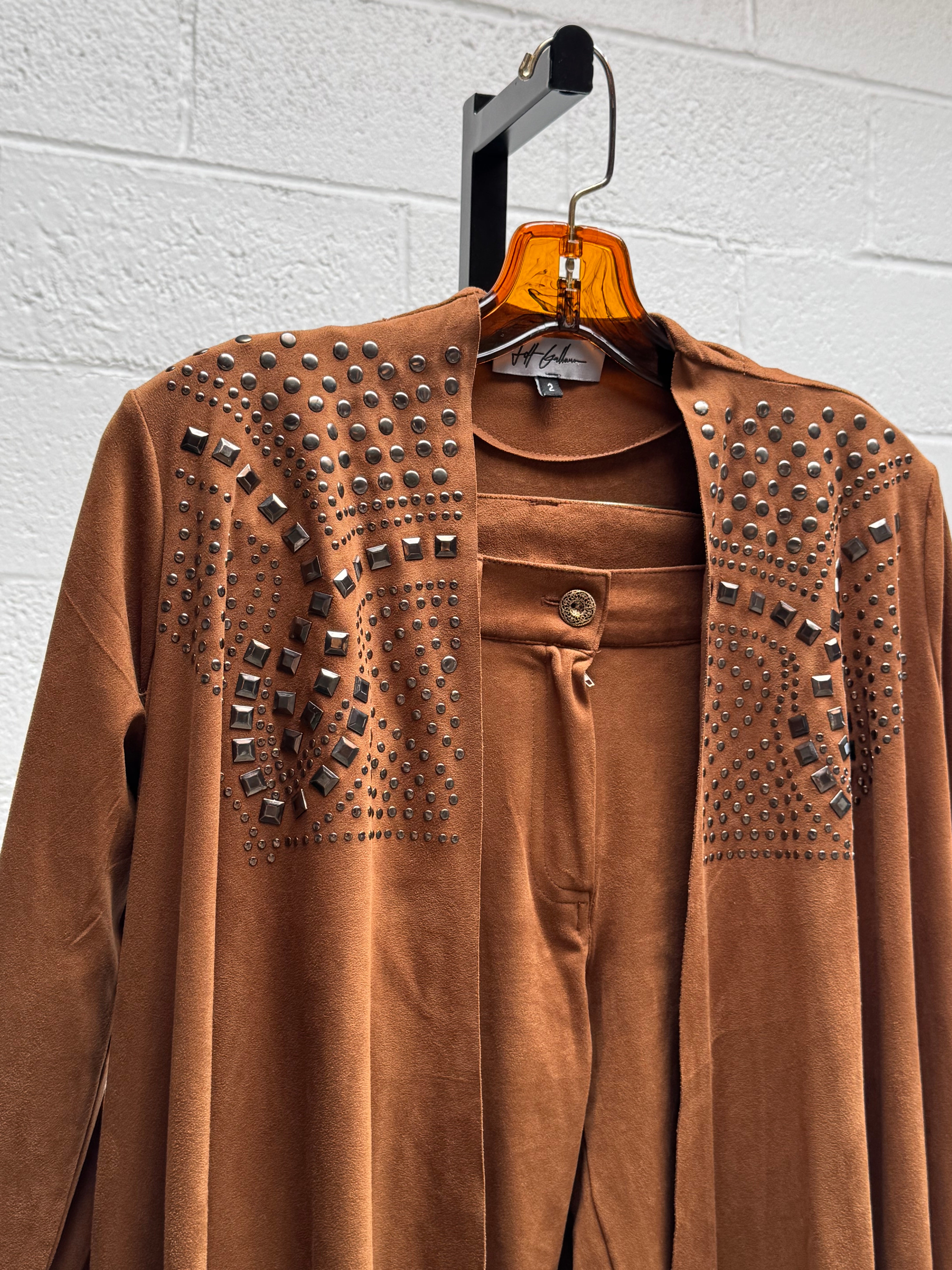 Vintage Suede Like Studded Suit