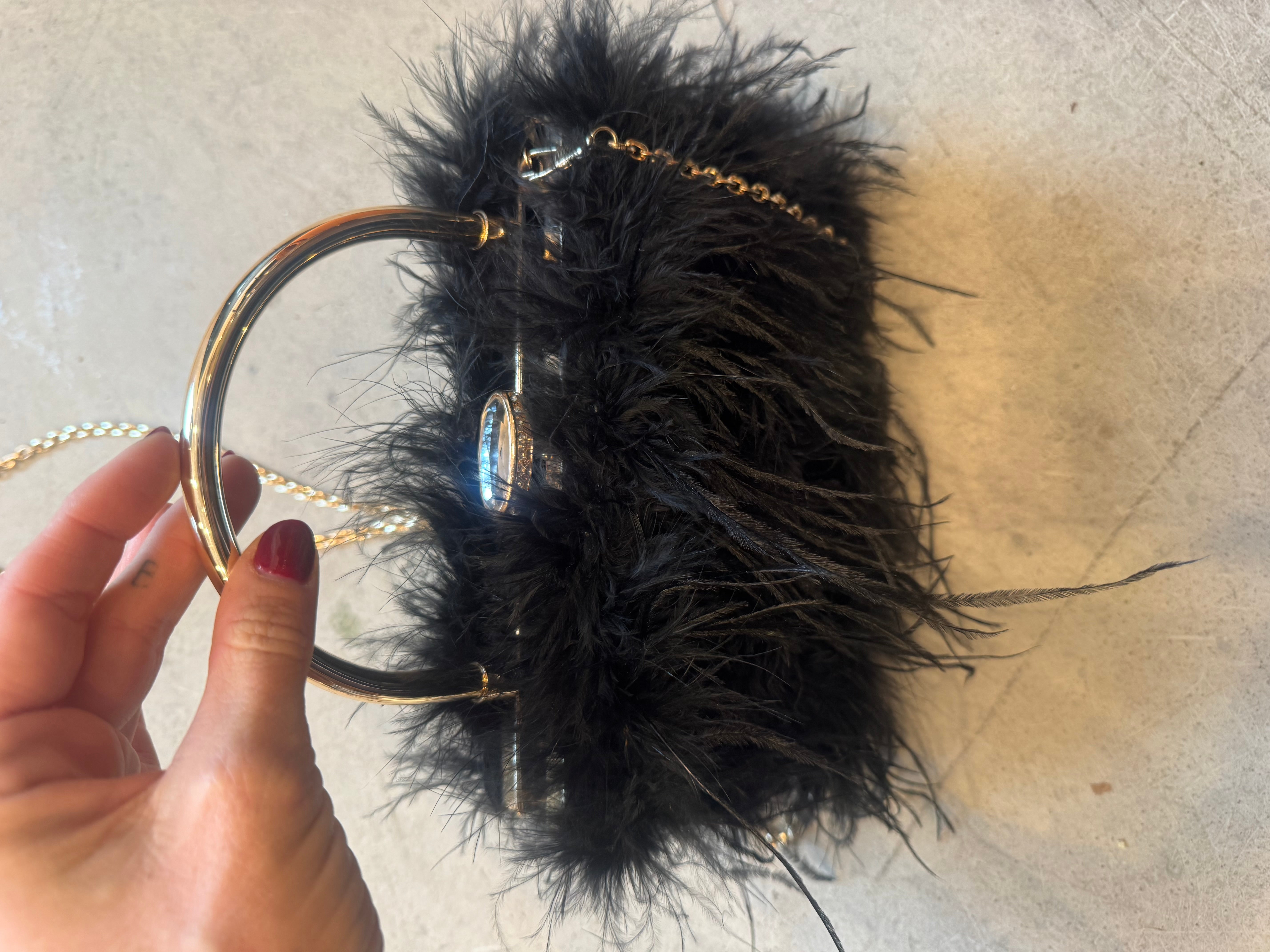 Feather Purse with Diamanté closure