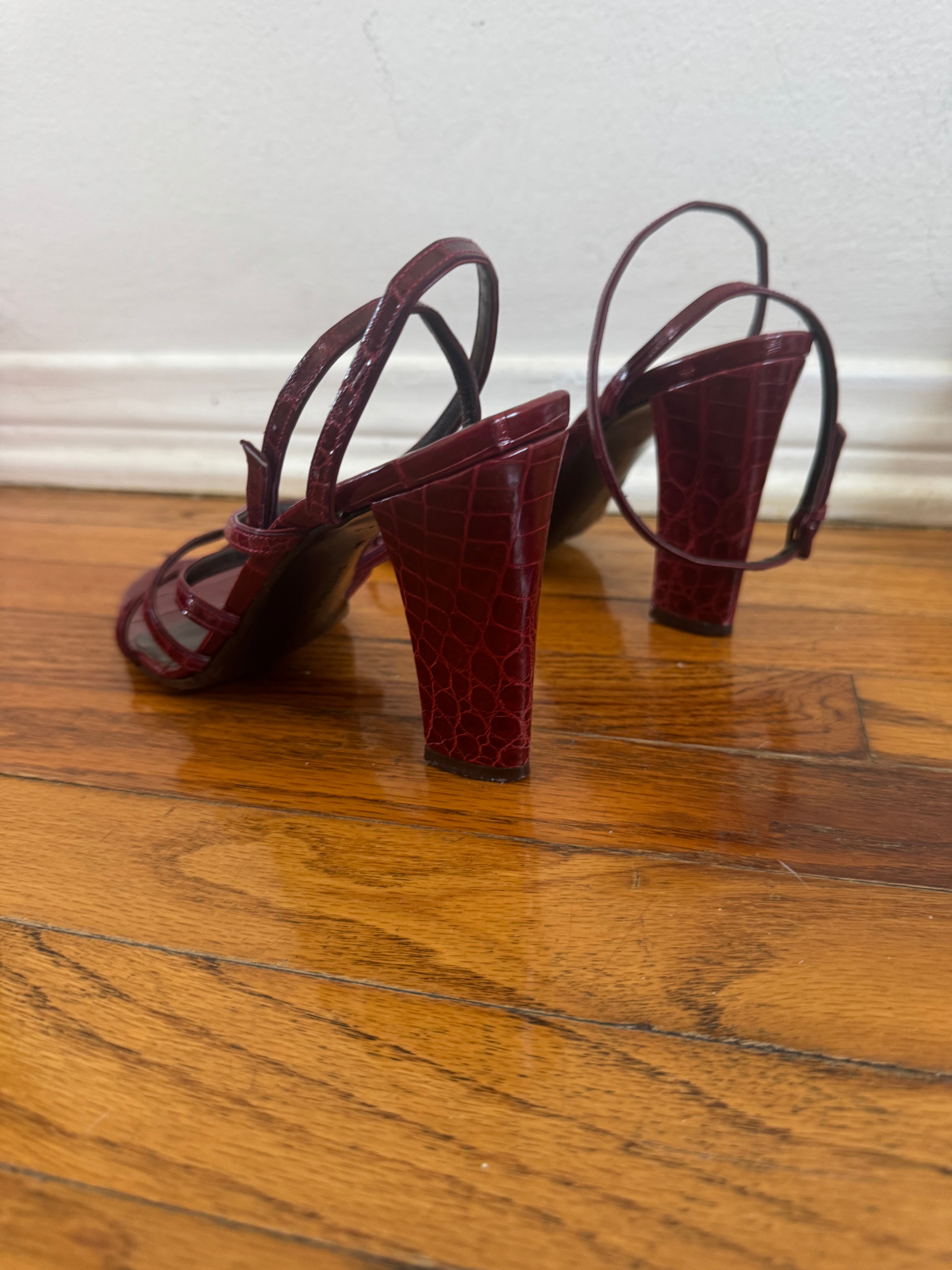 Crocodile Red Strappy Heels (37.5)