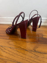 Crocodile Red Strappy Heels (37.5)