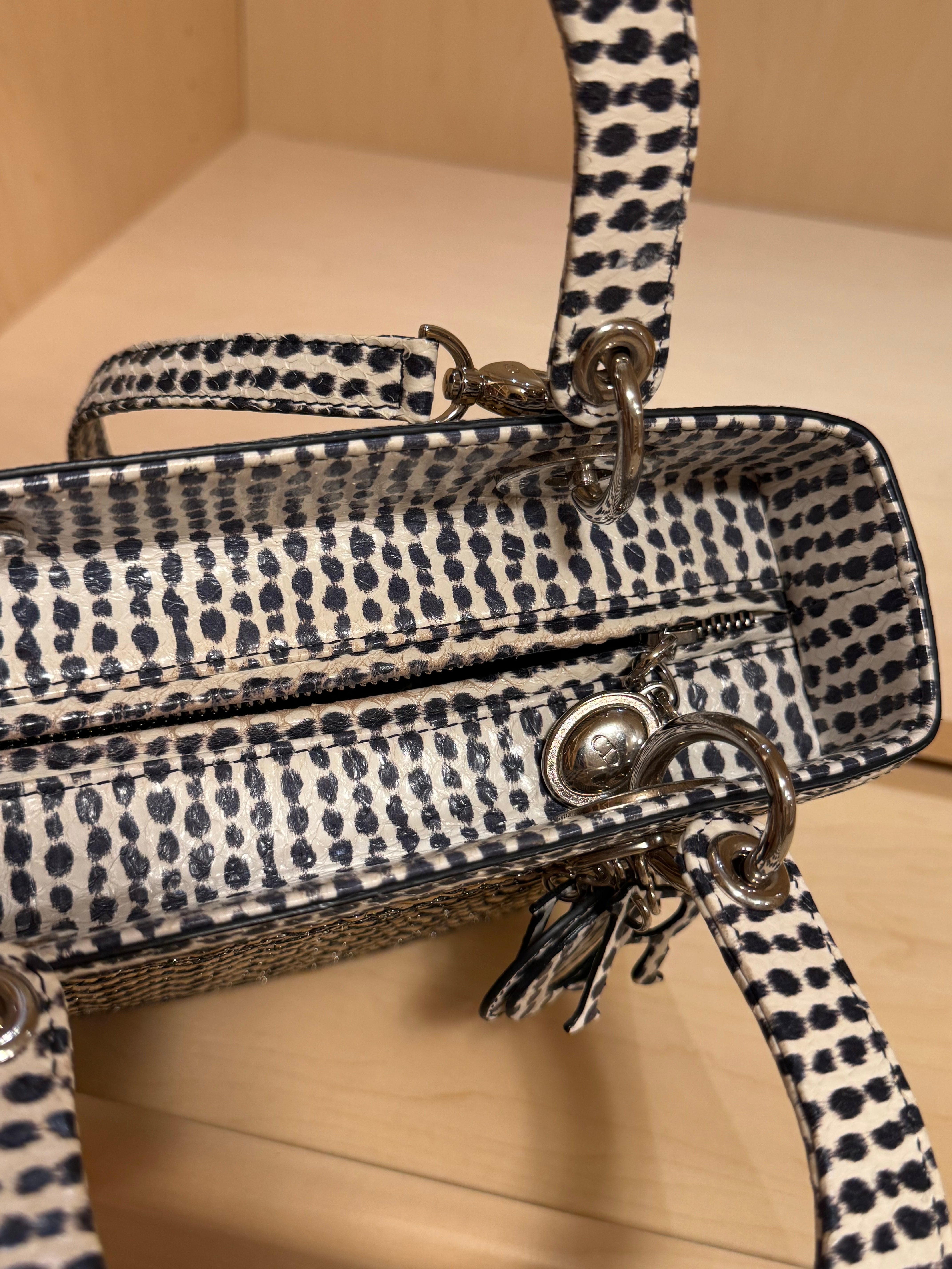 Lady Dior in Woven Bamboo and Water Snake