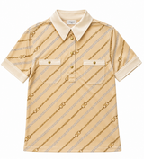 Pale Yellow Chain Print Polo Shirt