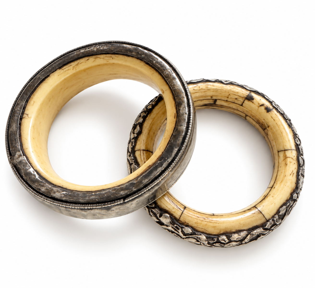 Silver and Bone Bracelets