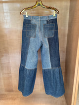 Jeans with Patchwork and Flare Bell Bottoms
