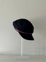Cap with pink leather detail