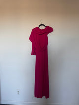 Hot Pink Jersey Dress with long Shawl attached