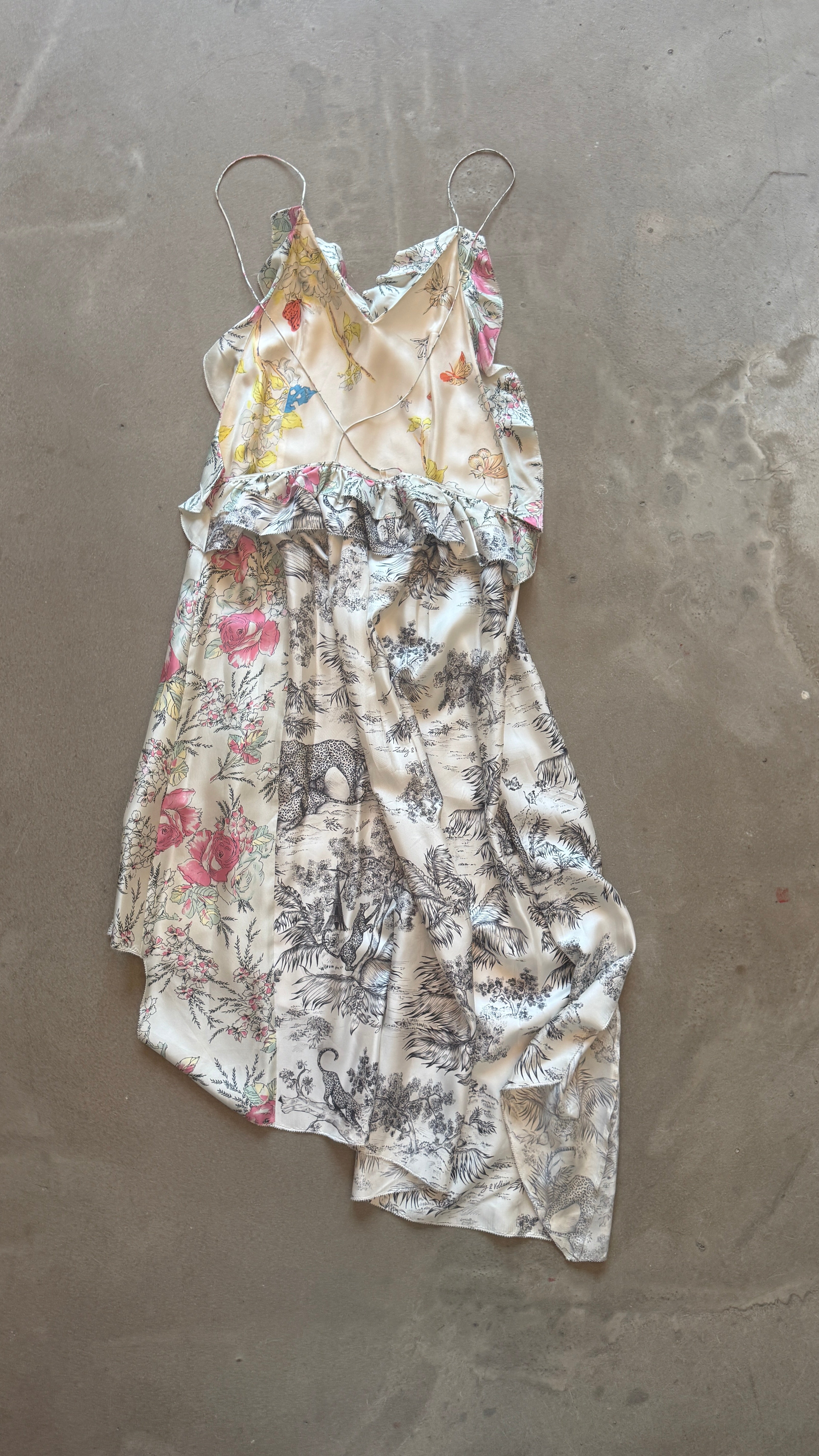 Silk Mixed Print Dress