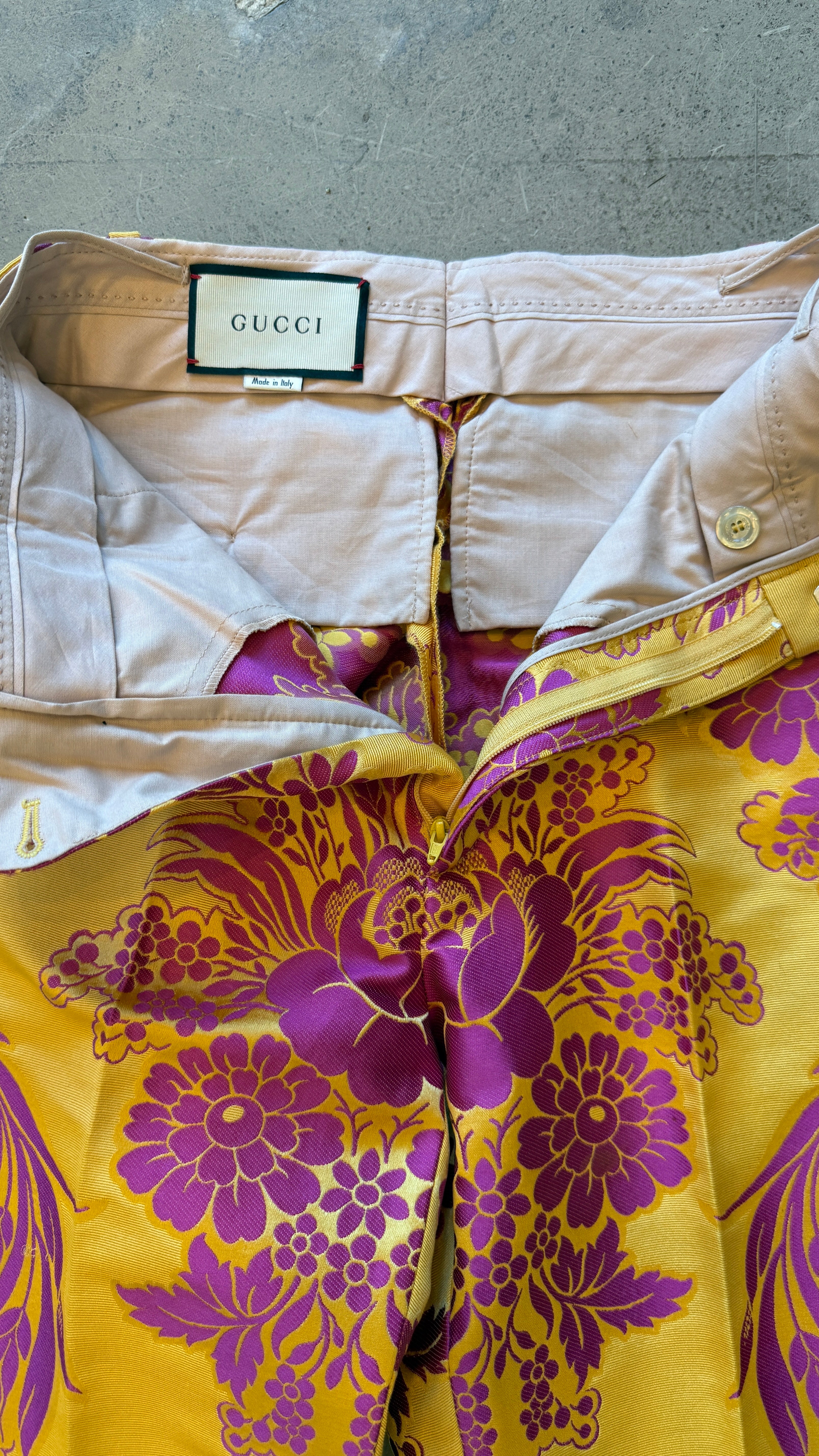 Floral Jacquard Pink & Yellow Suit Fall 2017