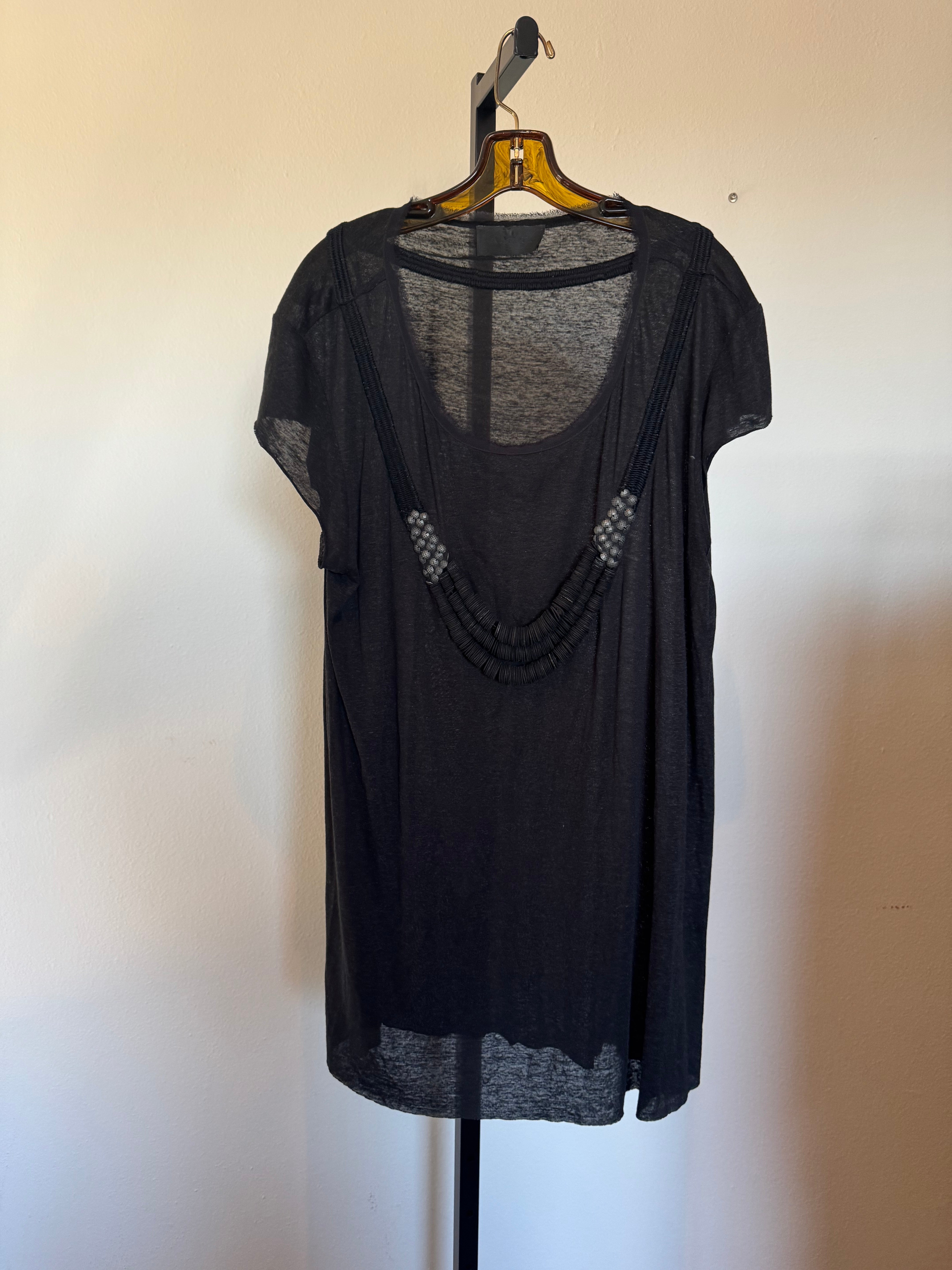 Black Tee with Beading