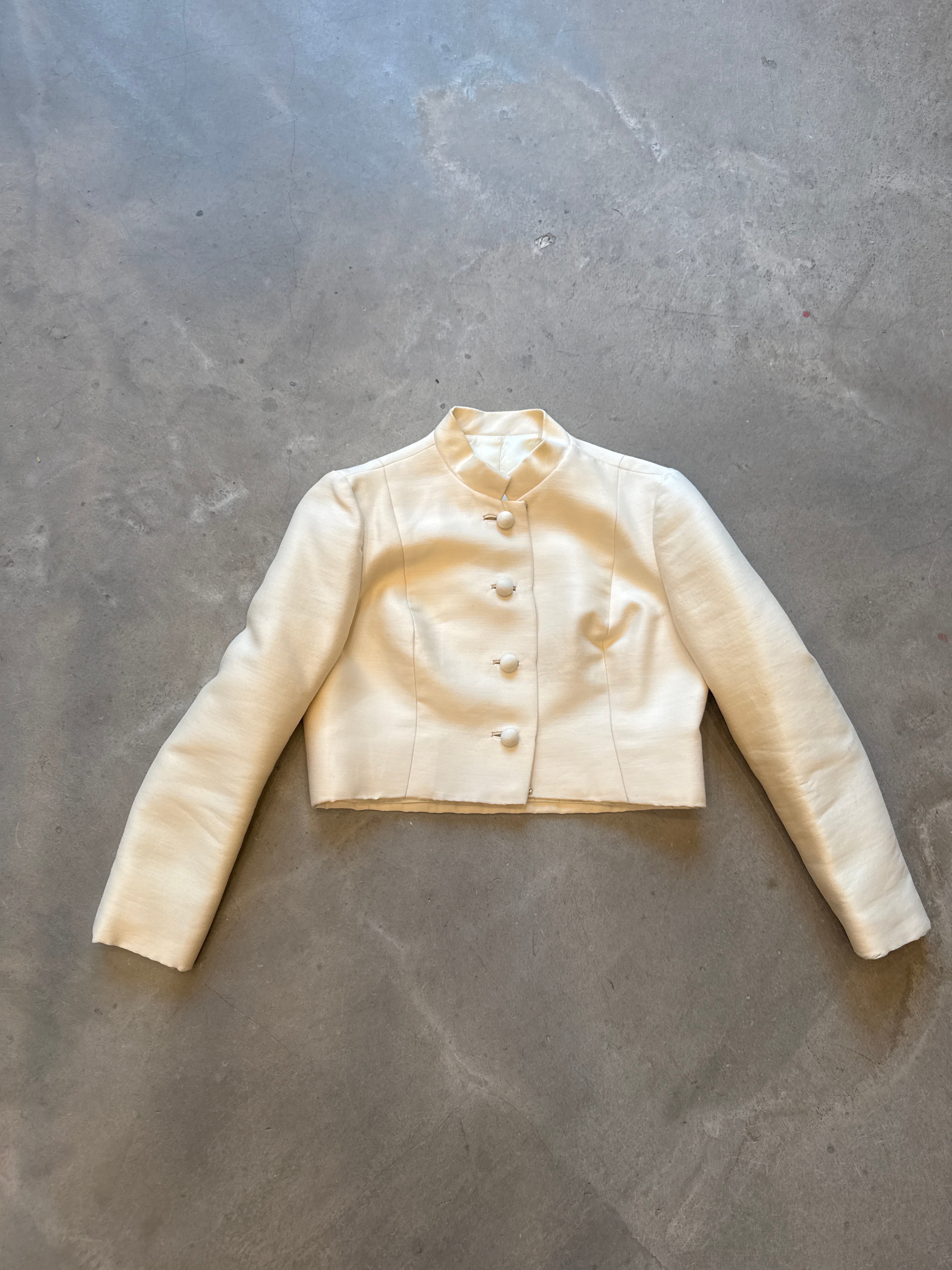 Cream Silk Cropped Jacket