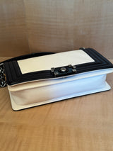 Boy Bag Two-Tone Leather with Ruthenium Hardware