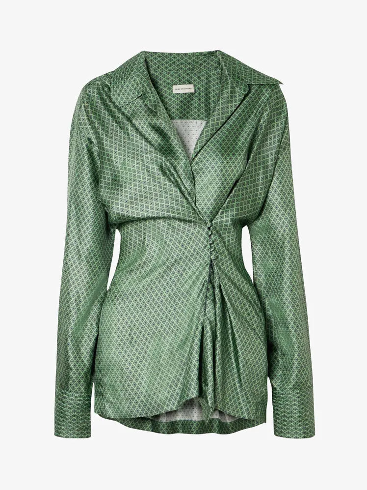 Twisted Printed Silk Twill Shirt