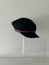 Cap with pink leather detail