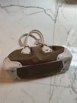 Vintage Prada 2000s Brown & Cream Jacquard Logo bag