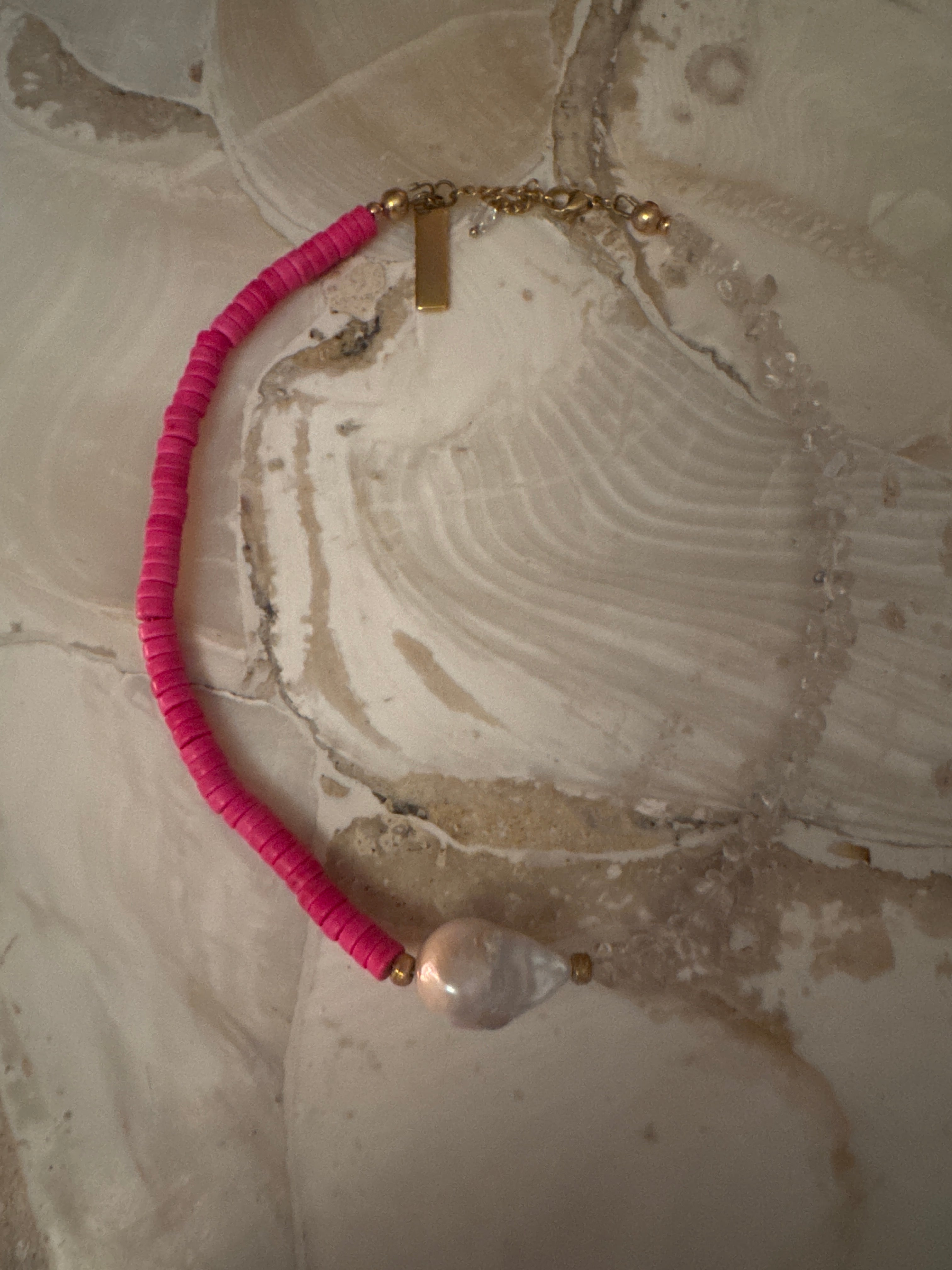 Pink, Pearl and Clear Quartz Necklace