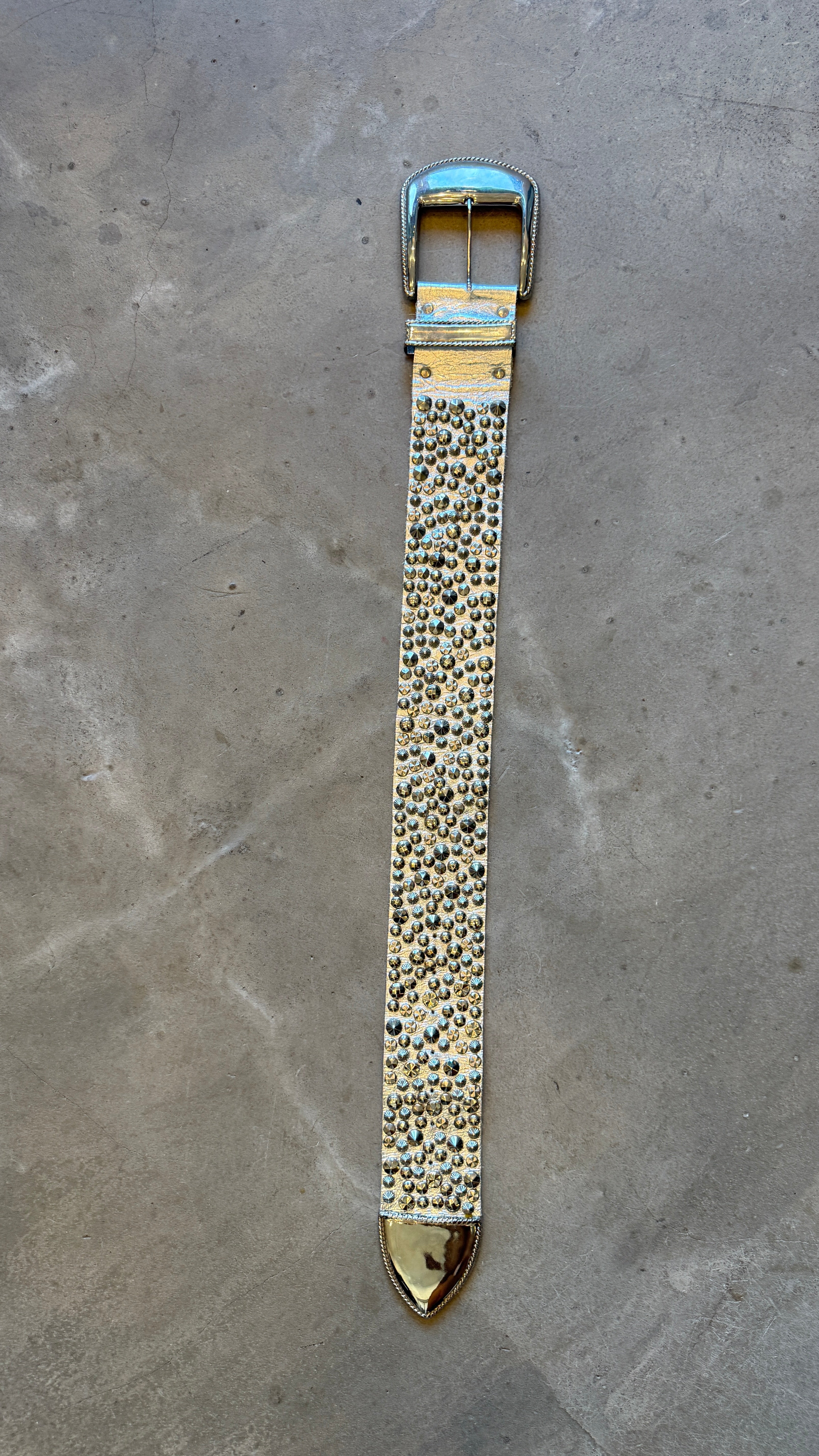 Studded Silver Leather Belt