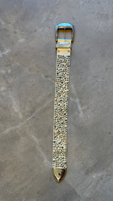Studded Silver Leather Belt