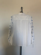 Shirt with Blue Beaded Flowers