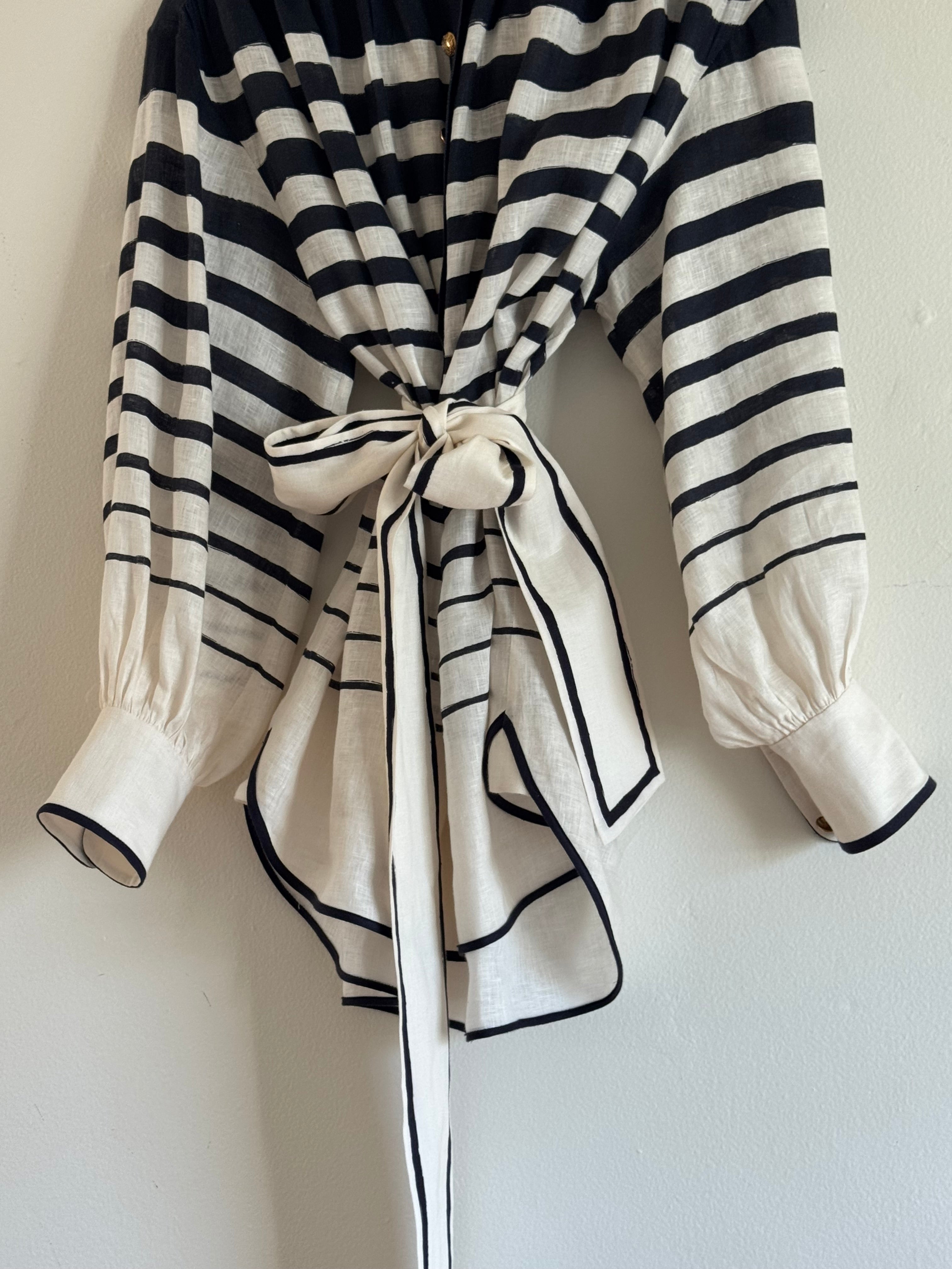 Stripe Linen Top with belt