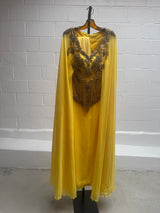 Yellow Chiffon Gown with Elaborately Beaded Bust